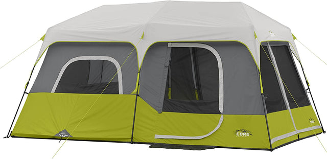 CORE Instant Cabin Tent | Multi Room Portable Pop up Tent for 2 Minute Camp Setup, Sleeps 9 People, 14' X 9', 3-Room